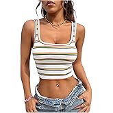 SweatyRocks Women's Rainbow Striped Cami Top Sleeveless Tank Top Summer Casual