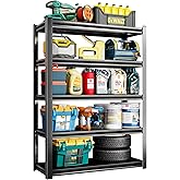 5 Tier Garage Shelving Units 72"H Storage Adjustable Shelves 2000LBS Heavy Duty Metal Shelves Utility Industrial Shelving Rack for Garage Warehouse Pantry Basement,Black (15.7"D×35.4"W×72"H)