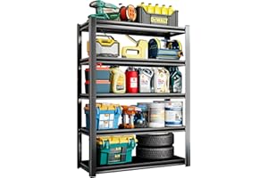 GUOMAO 5 Tier Garage Shelving Units 72" H Storage Adjustable Shelves 2000LBS Heavy Duty Metal Shelves Utility Industrial Shelving Rack for Garage Warehouse Pantry Basement,Black (15.7" D×35.4" W×72" H)