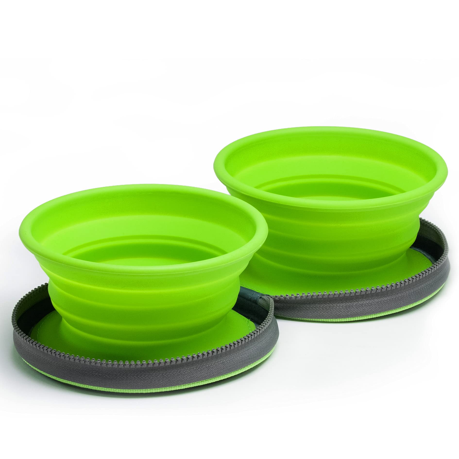 Colapz Collapsible Dog Bowls with Travel Case – Foldable Silicone Pet Feeding & Water Bowls for Travel, Camping & Hiking – Green