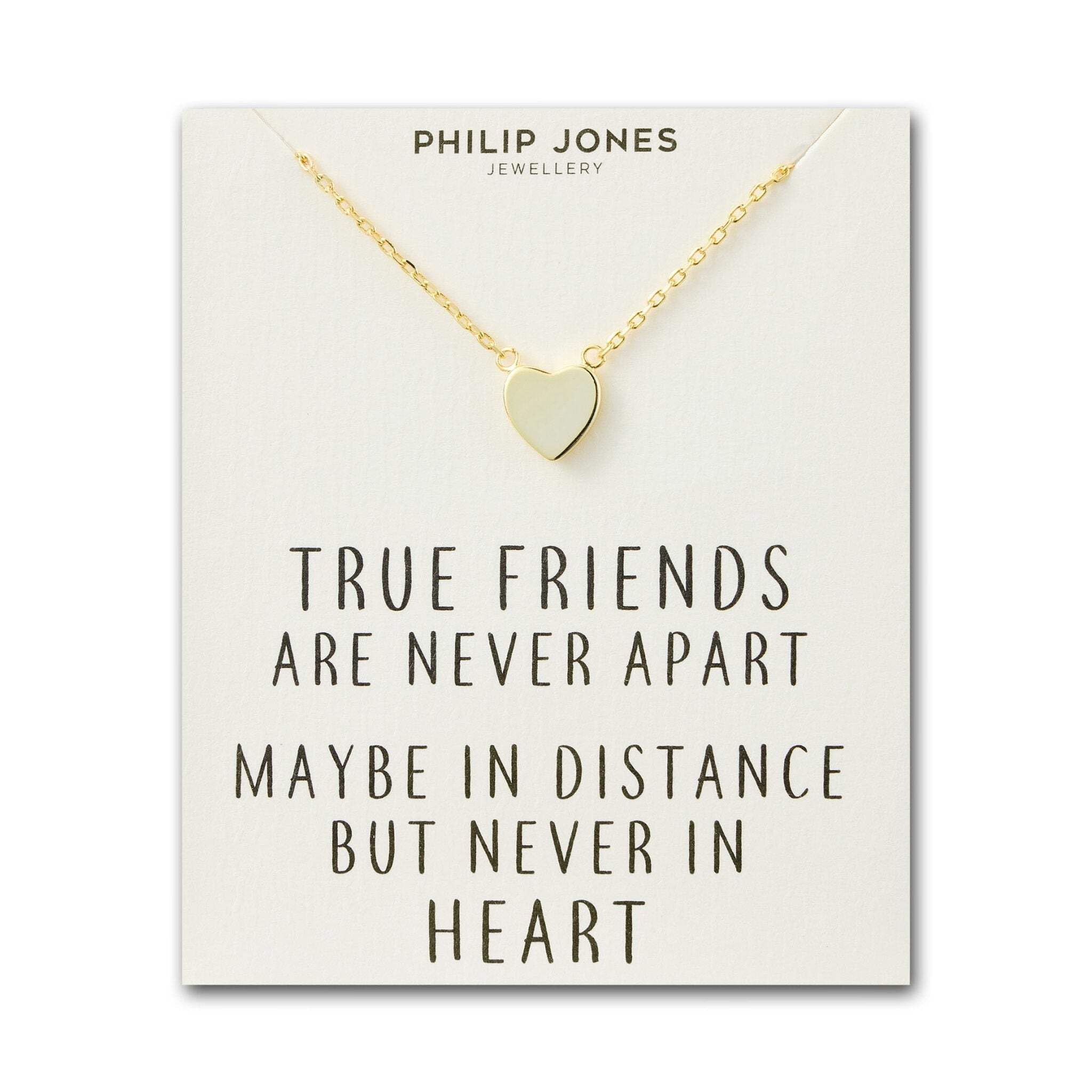 Philip Jones 18k Gold Plated Heart Necklace with Quote Card