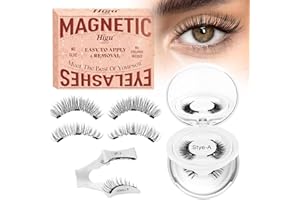 Higu clace Magnetic Eyelashes, 2 Pairs Magnetic Lashes Natural Look Reusable Wispy 3D Eyelashes with Applicator, No Glue Need