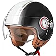 Comrider Open Face Motorcycle Helmet for Adults, Half Face Moped Helmets for Men, 3/4 Retro Vespa Helmet, Classic Vintage Motorcycle Helmet for Women, DOT Approved