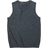jinghuiyue Women’s V Neck Sweater Vest School Uniform Solid Color Sleeveless Knit Sweaters Pullover Tank Tops