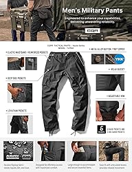 CQR Men's Military Cargo Pants, Water Resistant
