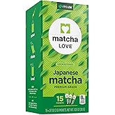 Matcha Love Japanese Matcha Unsweetened Green Tea Powder, 15 Single Serve Packets, 1.05 Ounces