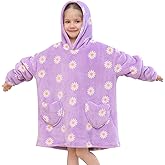 Wearable Blanket Hoodie for Kids Oversized Sherpa Blanket Hoodie for Kids Boys Girls Toddler 2-6YR,Daisy