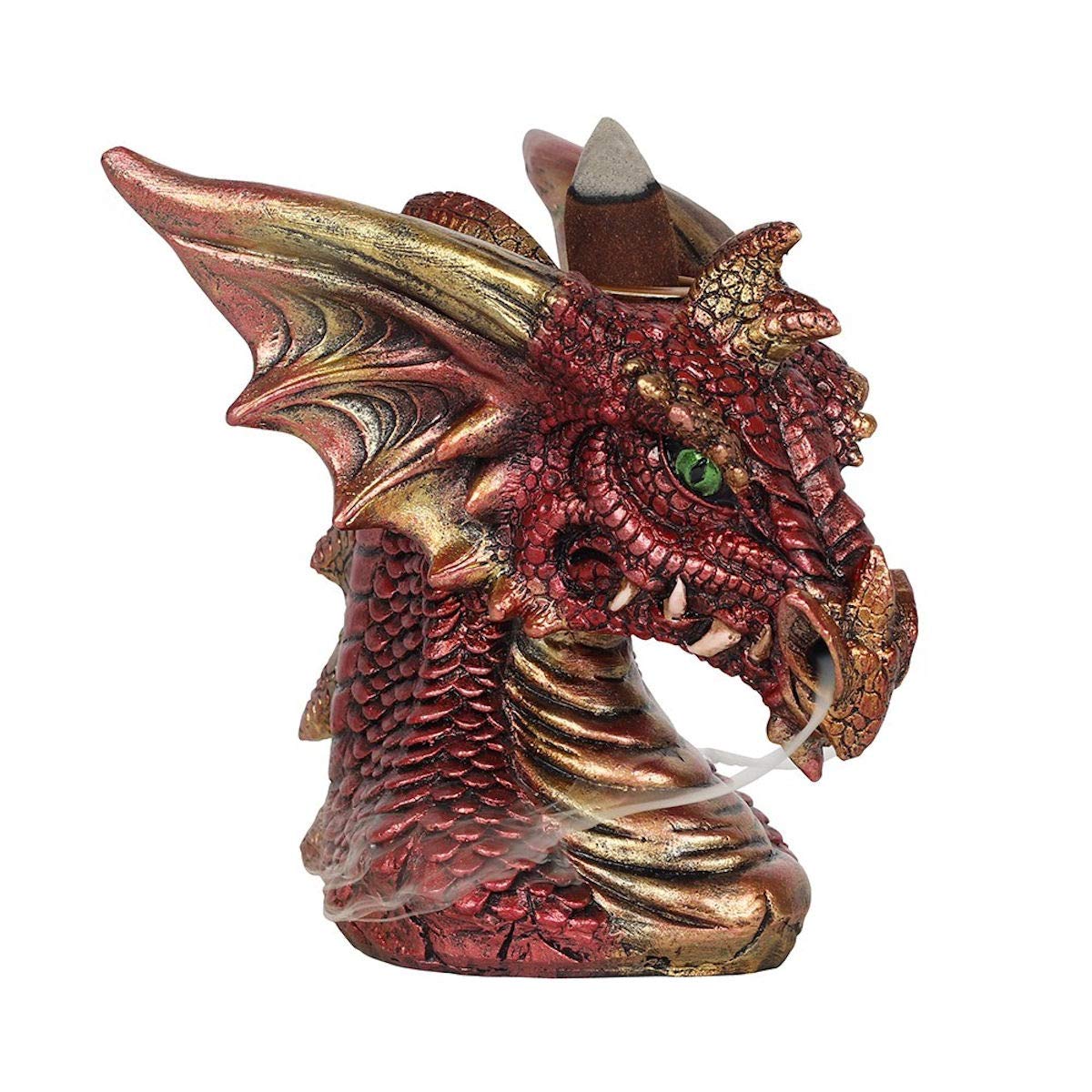 BackfIow Incense Burner | Small Red Dragon Head | H10.5cm X W8.5cm X D10cm | pack of 1