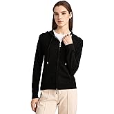 State Cashmere 2-Way Zip Up Hoodie with Pockets and Zipper 100% Pure Cashmere Long Sleeve Sweater for Women Cashmere Hoodies