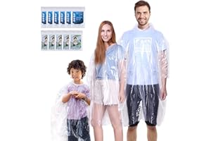 INNOCHEER Rain Ponchos Family Pack of 12, Disposable Emergency Raincoat for Kids and Adults Camping Hiking Outdoors