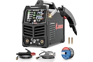 GZ GUOZHI 145A MIG Welder, 3 in 1 Welder FLUX MIG/Lift TIG/ARC Multi-Process Mig Welder, 110V Welding Machine, Flux Core Welder Welder Machine 110v with LCD Large Screen