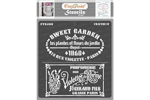 CrafTreat French Stencils for Painting on Wood, Canvas, Paper, Fabric, Floor, Wall and Tile - French Labels - 6x6 Inches - Reusable DIY Art and Craft Stencils - French Label Stencil