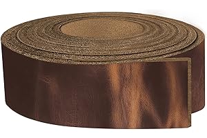 European Leather Works - Buffalo Belt Blanks 8-10 oz (3-4mm) Size: 1"x55-60" (2.5x139-152.4cm) - Vintage Cognac Color Full Grain Leather Belt Straps/Strips for Tooling, Holsters