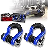 AMBULL Shackles 3/4 Inch D Ring Shackle (2 Pack) 45,000lb Break Strength with 7/8 Inch Pin, Isolator and Washer Kits for Use with Tow Strap, Winch, Off-Road Jeep Truck Vehicle Recovery, Blue