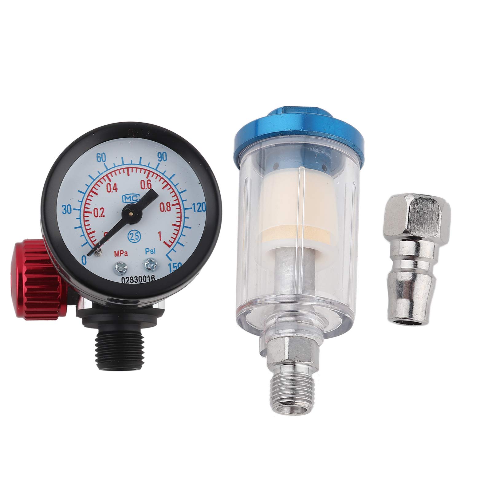 1/4in Air Filter Pressure Regulator, Air Hose Filter Air Compressor with Oil Water Trap Filter Separator for Water-Trap Air Tool