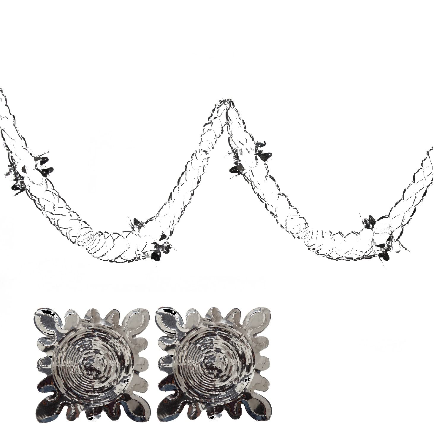 Simply Products 2 Pk Foil Garland Flower - Christmas Hanging Decoration Wall Ceiling Xmas Deco (Silver)