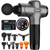 TOLOCO Massage Gun, Back Massager 10 Replacement Head for Pain Relief Deep Tissue, Percussion Massage Guns 7 Speed Level Super Quiet Electric Massager Fathers Day Dad Gifts, Carbon