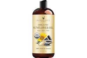 Handcraft Blends USDA Organic Sunflower Oil - Cold-Pressed 16 Fl Oz - 100% Pure and Natural - Premium Grade Carrier Oil for Skin and Hair - Hair and Body - Massage - Hexane-Free
