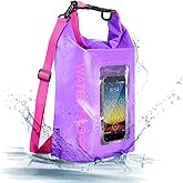 TYUTOSEG IP68 Waterproof Dry Bag, 2L - Roll Top Waterproof Pool Bag，Dry Bags for Kayaking Waterproof-w/Phone Pouch,Large Waterproof Phone Pouch,Boating & Kayak Accessories Camping (Purple 5L)
