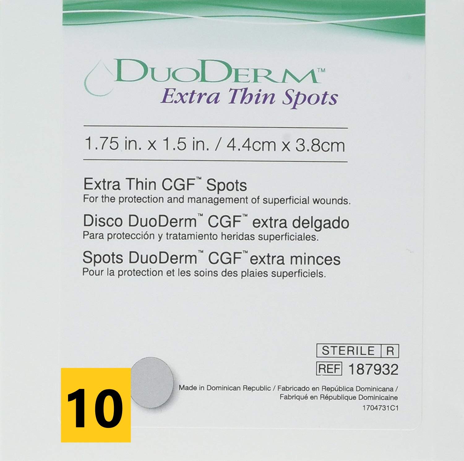 DuoDerm, Extra Thin Dressing 4.4 x 3.8 cm, 10 Count