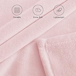 NICETOWN Pink Flannel Fleece Throw Blanket, 60x80