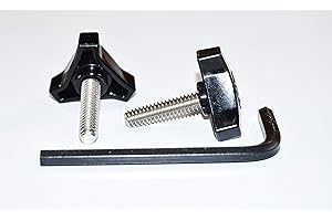 LOCEZY 1/4"-20 Three Prong Clamping Thumb Screw Knob Stainless Steel 1-1/2" Long Stud Black (2)