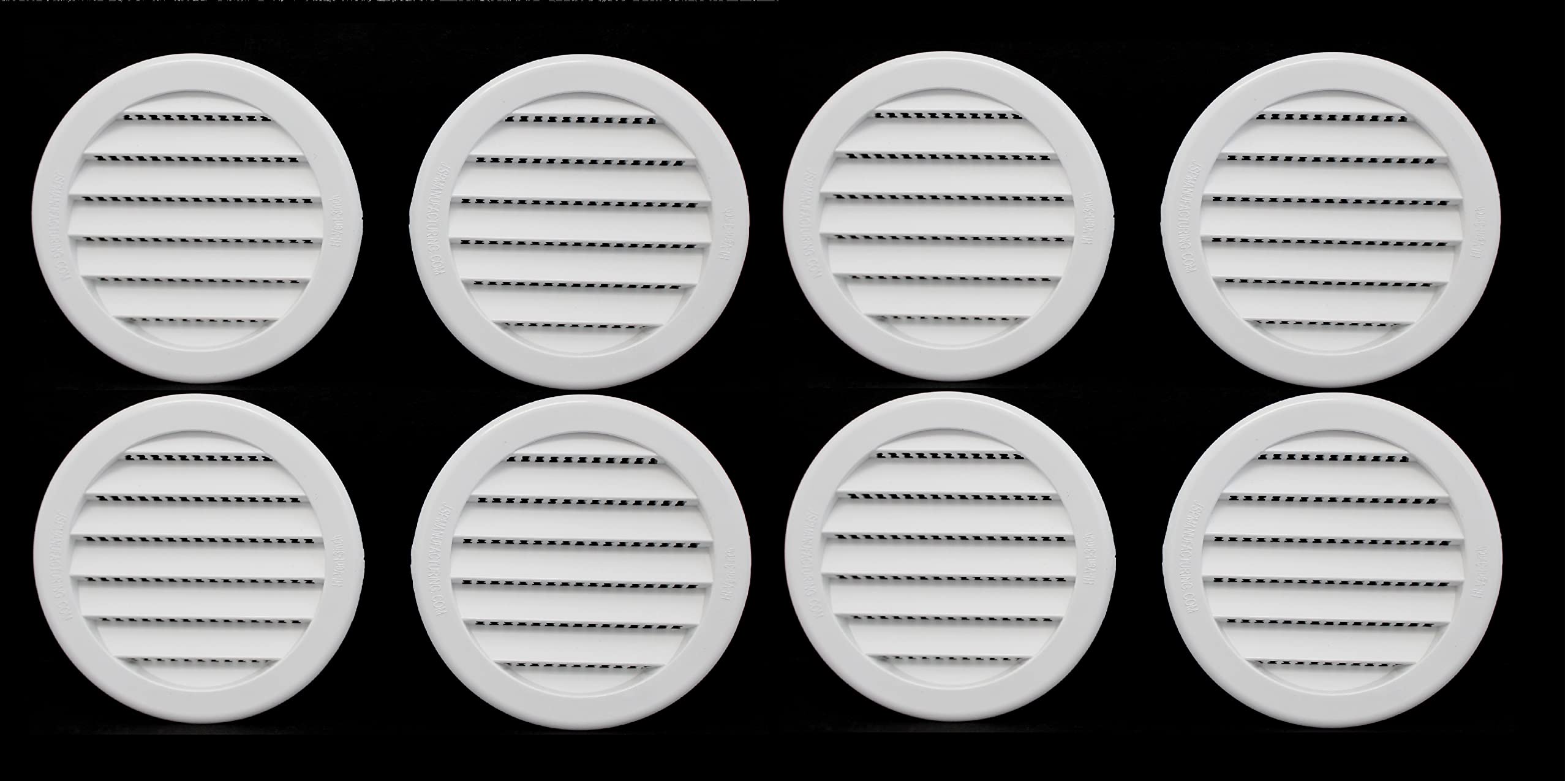 Photo 1 of 3" Round Plastic Louver Soffit Air Vent Reptile Screen Grille Cover (8, White)