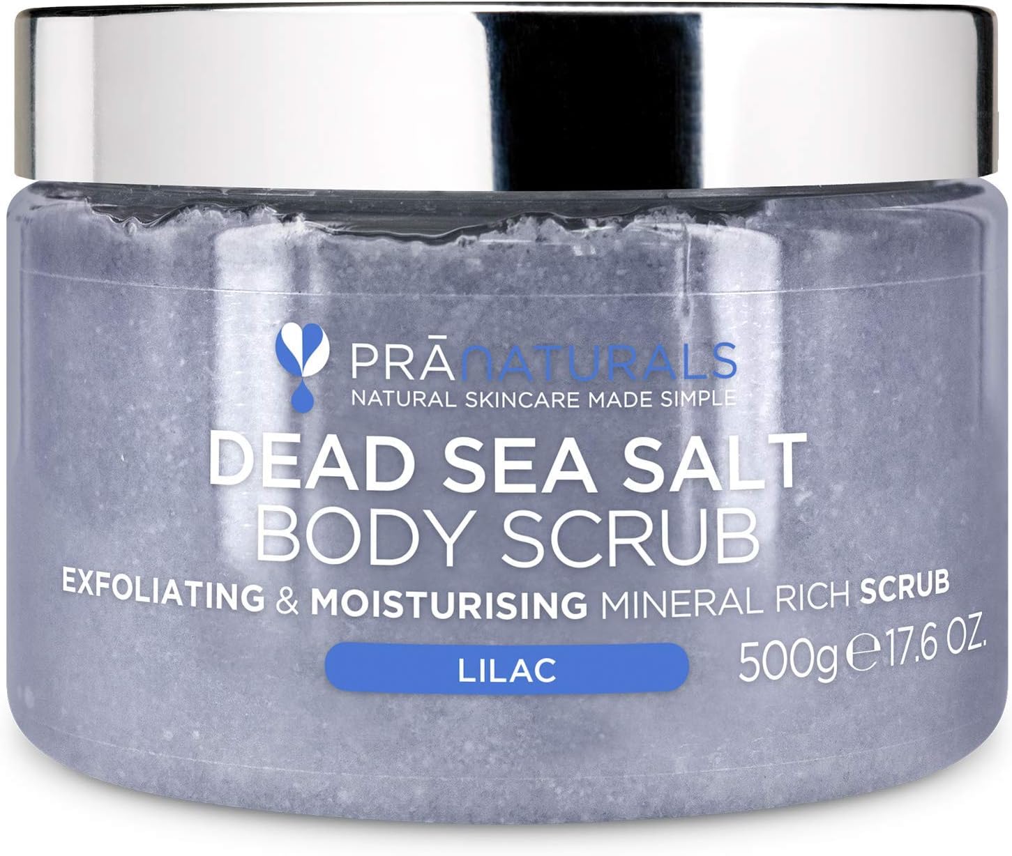 PraNaturals Dead Sea Salt Body Scrub 500G – Hydrating & Moisturising, Natural Oils & Minerals, Exfoliating, Softening & Nourishing, All Skin Types, No Parabens, Vegan & Cruelty Free (Lilac)