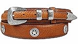 Silver Engraved Ranger Star Concho Genuine Leather