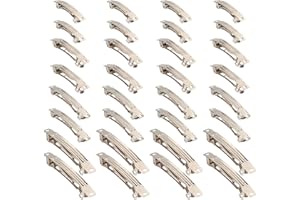 40Pcs Iron Barrette Hair Clips 4 Sizes Metal Silver French Barrette Findings for DIY Hair Accessories Making