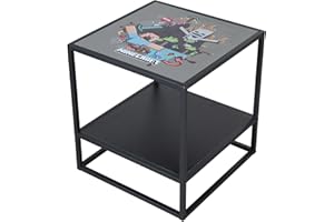 Phoenix Minecraft Side Table with Storage Shelf – 45cm x 48cm x 45cm – Interchangeable Tabletop, Particle Board & Metal Const