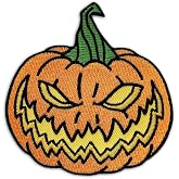 Pinsanity Creepy Halloween Pumpkin Iron-On Embroidered Patch