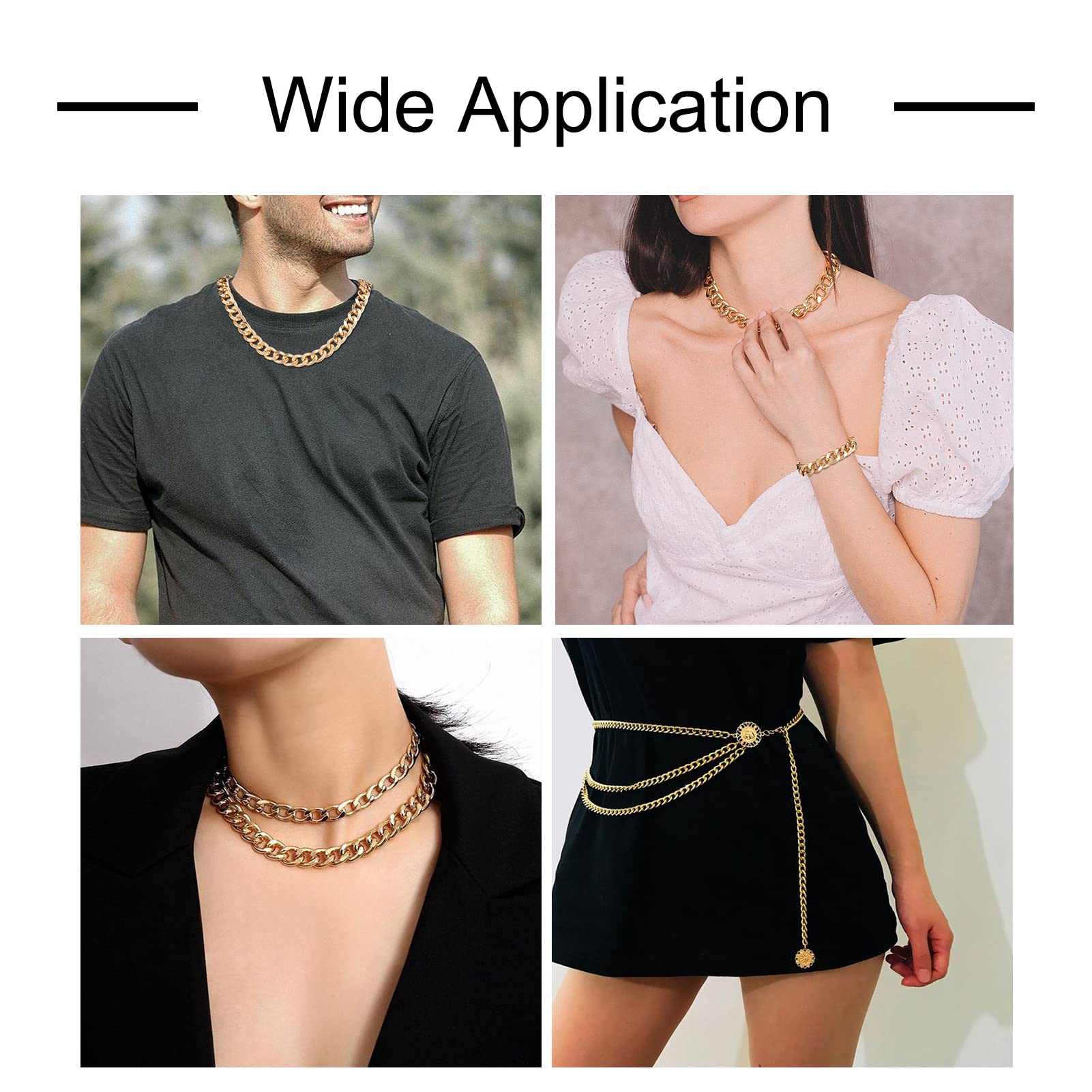 Craftdady 2Pcs Flat Chain Strap Gold Metal Purse Handbag Shoulder Body Replacement Strap 39.3