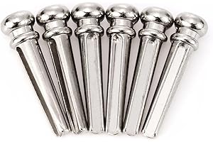 SWHMC 6PCS Acoustic Guitar Bridge Pins Metal Guitar Brass String Nail Bridge Replacement Parts