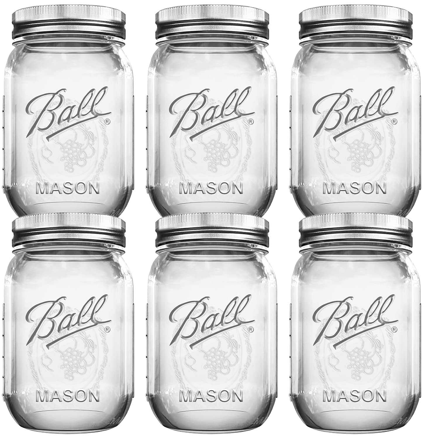 BHL JARS Regular Mouth Mason Jars 16 oz Bundle with Non Slip Jar Opener brand Set of 6-16 Ounce Size Mason Jars with Regular Mouth - Canning Glass Jars with Lids, Heritage Collection Image