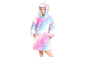 FZOSM Unicorn Wearable Blanket Hoodie for Girls Unicorn Oversized Hoodie for Kids