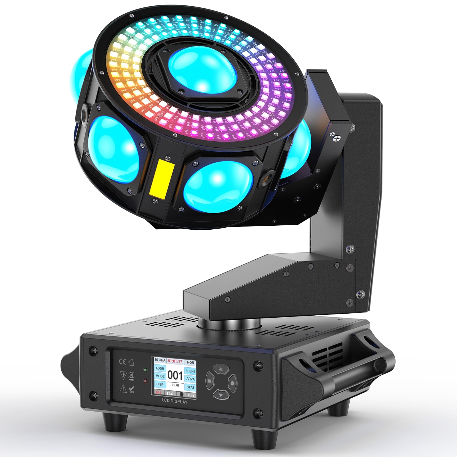Photo 1 of 160W 3-Axis Moving Head Lights RGBW 540°Rotation DJ Light with Strobe Effects DMX512 19/25CH with Sound Activated Moving Head Beam Stage Light for Disco Wedding Parties Live Show Bar
