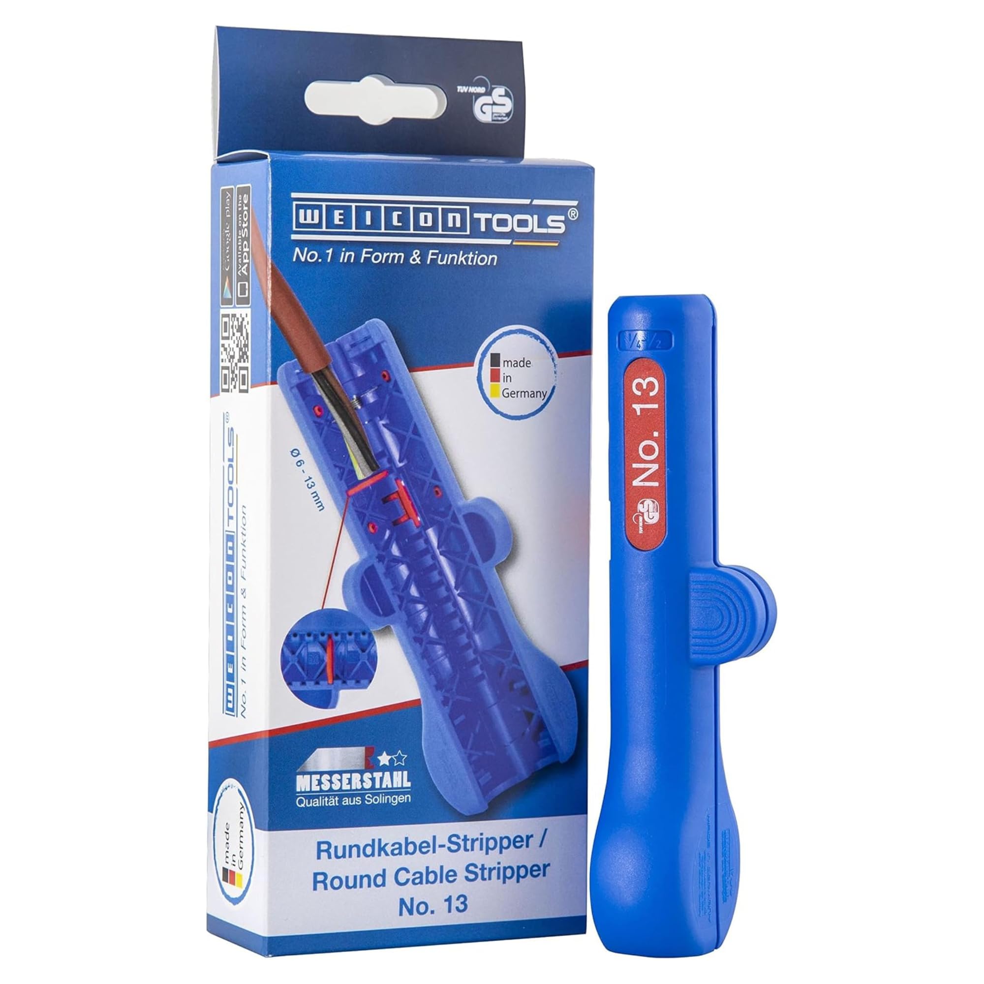 WEICON Tools Round Cable Stripper No. 13, for Stripping the Outer Insulation of Round Cables and Cables Used in Damp environments from 6-13 mm Ø, Made in Germany