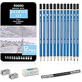 Profession sketch pencils 6B to 4H for kids and aldult drawing,Art graphite pencil for artists beginner sketching.