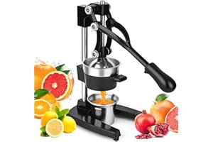 YDXHXH Manual Hand Press Citrus Juicer - Heavy-Duty Cast Iron Juicer with Stainless Steel Cone, Efficient for Lemon, Orange, 
