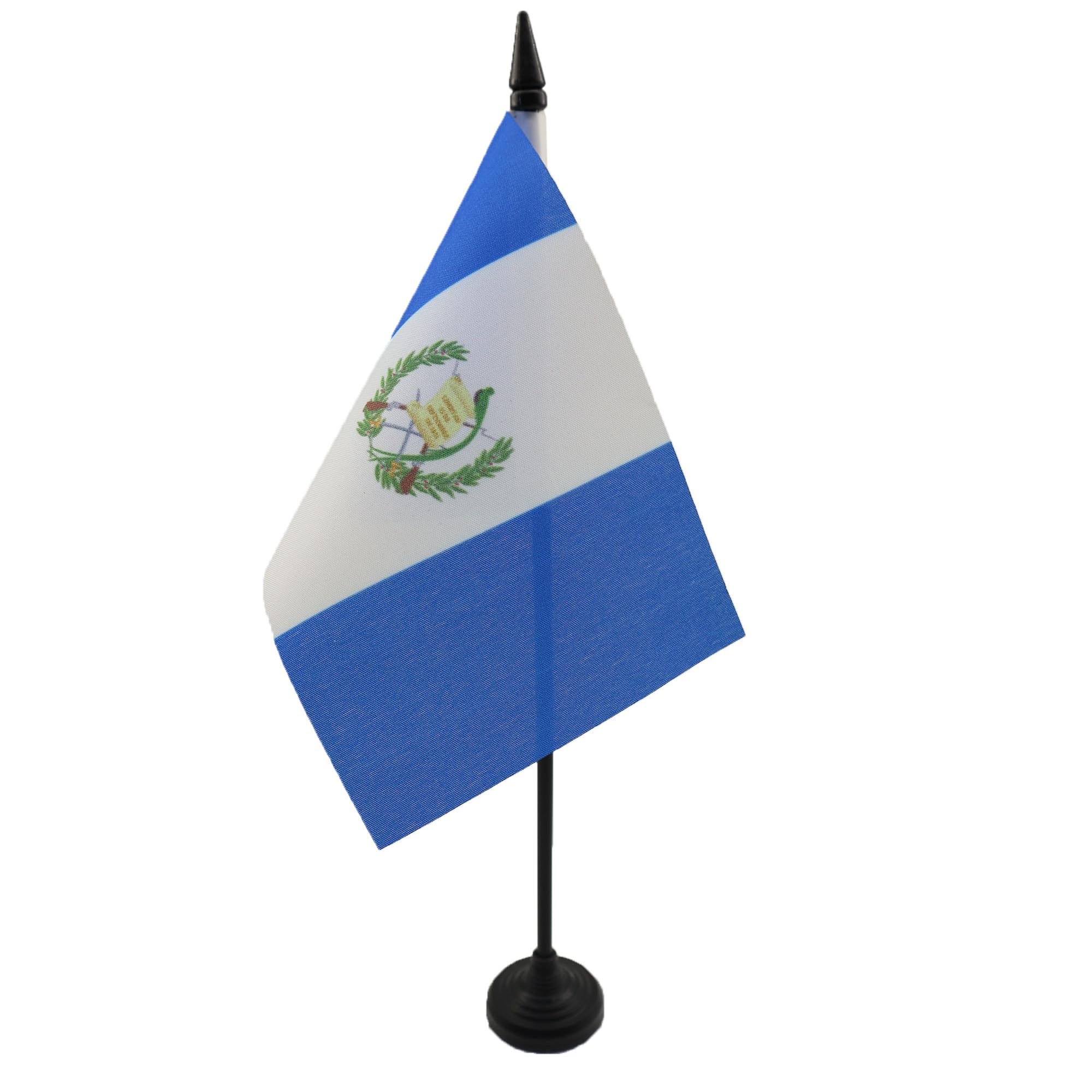 AZ FLAG - Guatemala Table Flag 4'' x 6'' - Guatemalan Office Mini Banner 100% Polyester 15 x 10 cm - Mini Desk Flag with 10'' Pole and Black Plastic Base