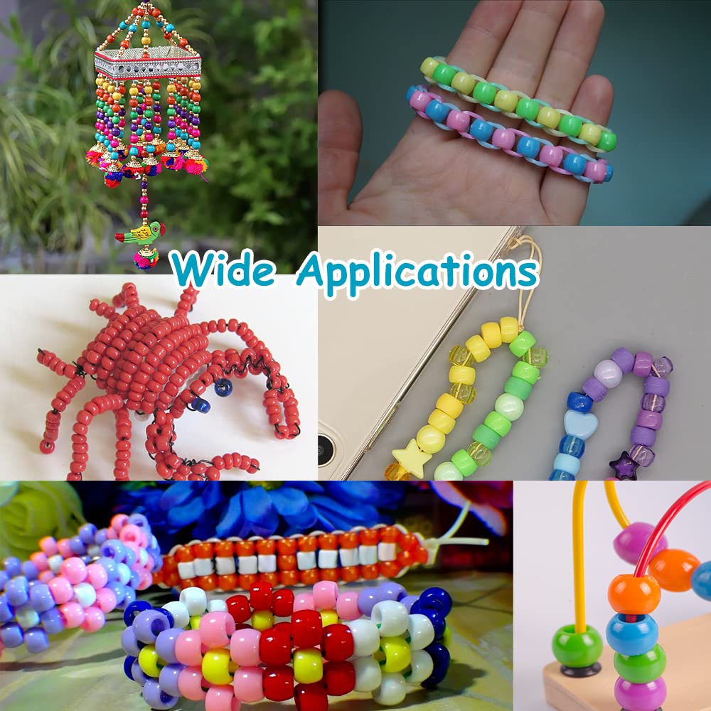 Pony Beads 1100 Pcs,Beads for Jewelry Bracelets Making,Bracelet Bead,Plastic Hair Bead for Braids for Girls for Craft,Gifts for Girls (Multicolored)