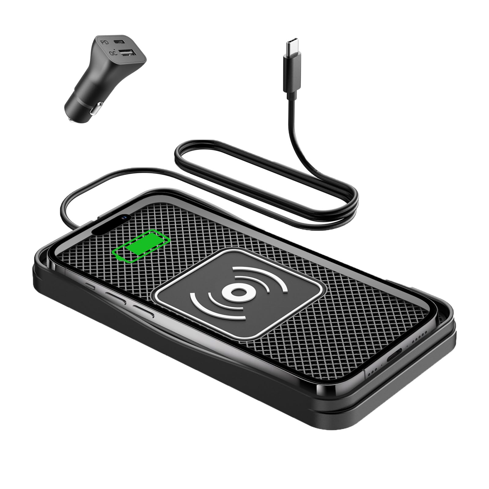 Wireless Car Charger, 20W/15W/10W Car Wireless Charger Pad, Non-Slip Charging Pad for Car Compatible with iPhone16/15/14/13/12, Samsung Galaxy S25-S9, Android Phones(20W Adapter)