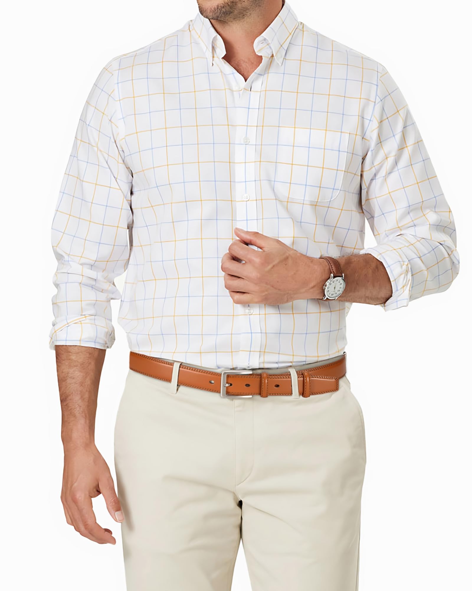 YOETEY Belt Men - 1 1/8" Brown Leather Belt for men