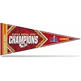 Rico Industries NFL Football Kansas City Chiefs 2024 Super Bowl Champions 12" x 30" Felt Wall Décor Pennant - Great for Home/Bed Room/Man Cave Décor