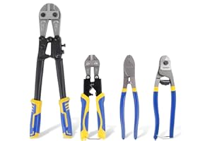 Evertools 4pc Bolt Cutter Pliers Sets, Heavy Duty Bolt Cutters, 14" Bolt Cutter and 8" Wire Cable Cutter, Mini 8" Bolt Cutter, 8" Cable Cutter for Cutting Locks, Steel Wire, Barbed Wire, Chains