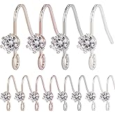 WEWAYSMILE 24pcs 4 Color Earring Hooks Silver, Cubic Zirconia Earring Hooks, Rhinestone Earring Hooks, for DIY Earring Designs Jewelry Making
