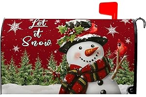 Dacawin Snowman Mailbox Covers Magnetic Standard Size Xmas Cardinal Mailbox Cover 21X18 Inch Winter Pine Tree Post Box Letterbox Wraps for Garden Yard Christmas Decorations