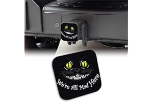 UUCBTAH We're All Mad Here Trailer Hitch Cover Evil Cat Tow Hitch Cove Universal 2" Heavy Duty Trailer Hitch Tube Rubber Covers,Square Hitch Cover Plug Cap for Trucks SUV Cars