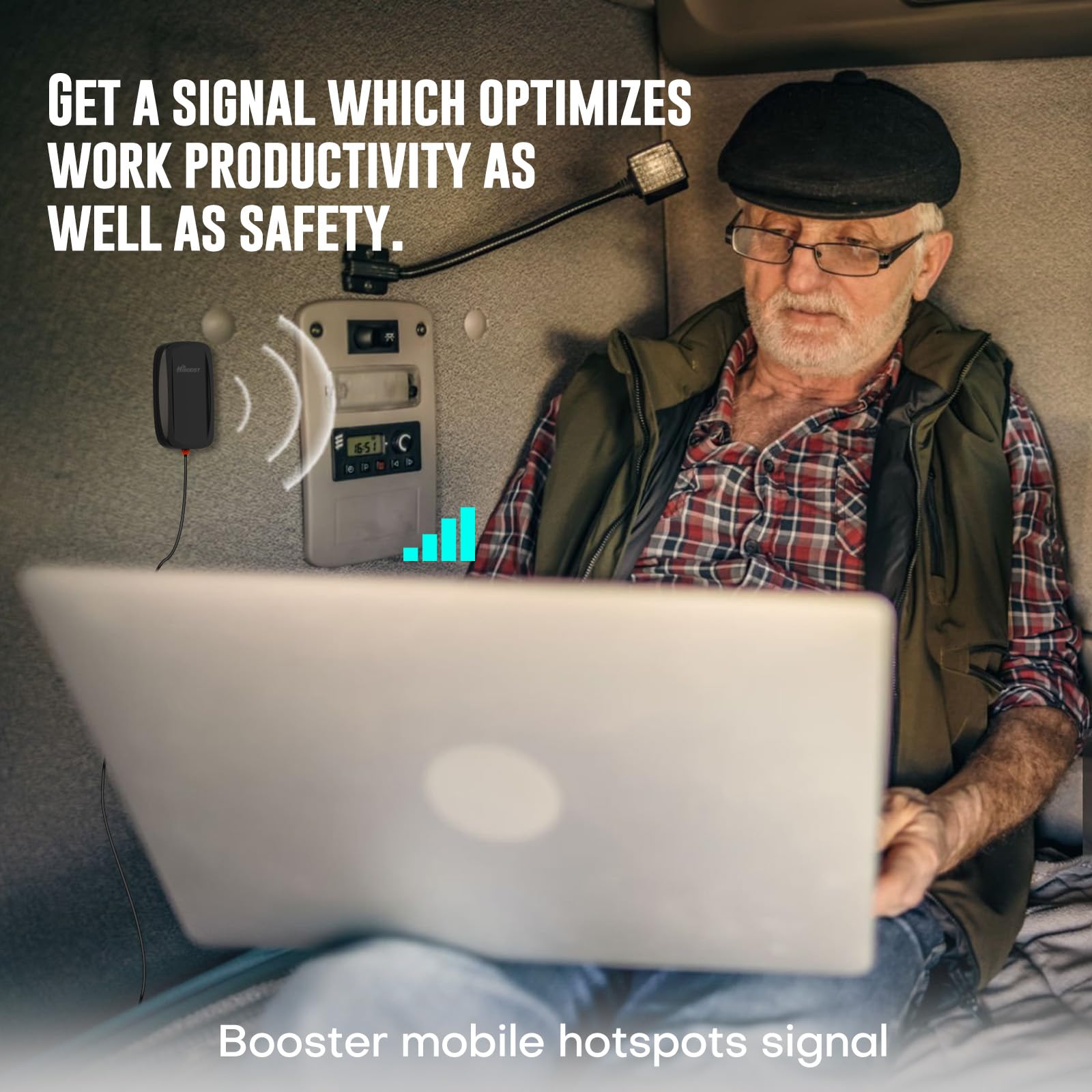 Cell Phone Signal Booster for Trucks and SUVs | Boosts 5G & 4G LTE for All Carriers - Verizon, AT&T, T-Mobile & More | Weatherproof Antenna | Ultra-Stable Booster | FCC Approved